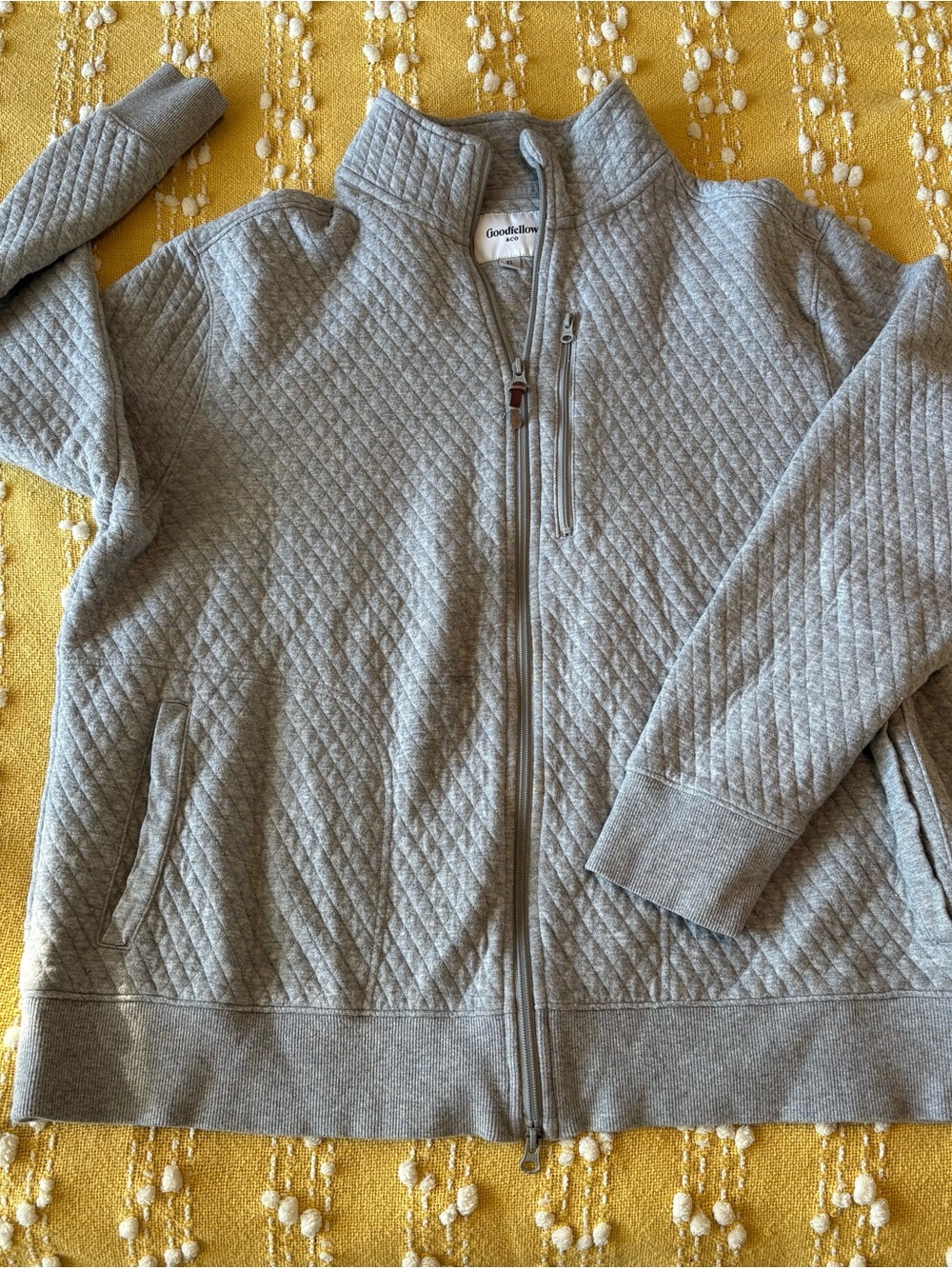 Goodfellow & Co Light Gray Quilted Full-Zip Pullover